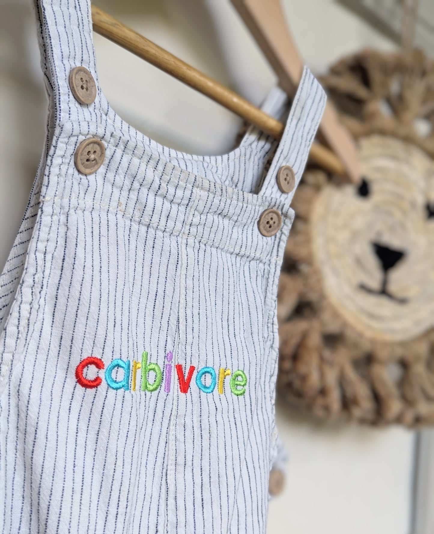 reggie striped dungarees, carbivore