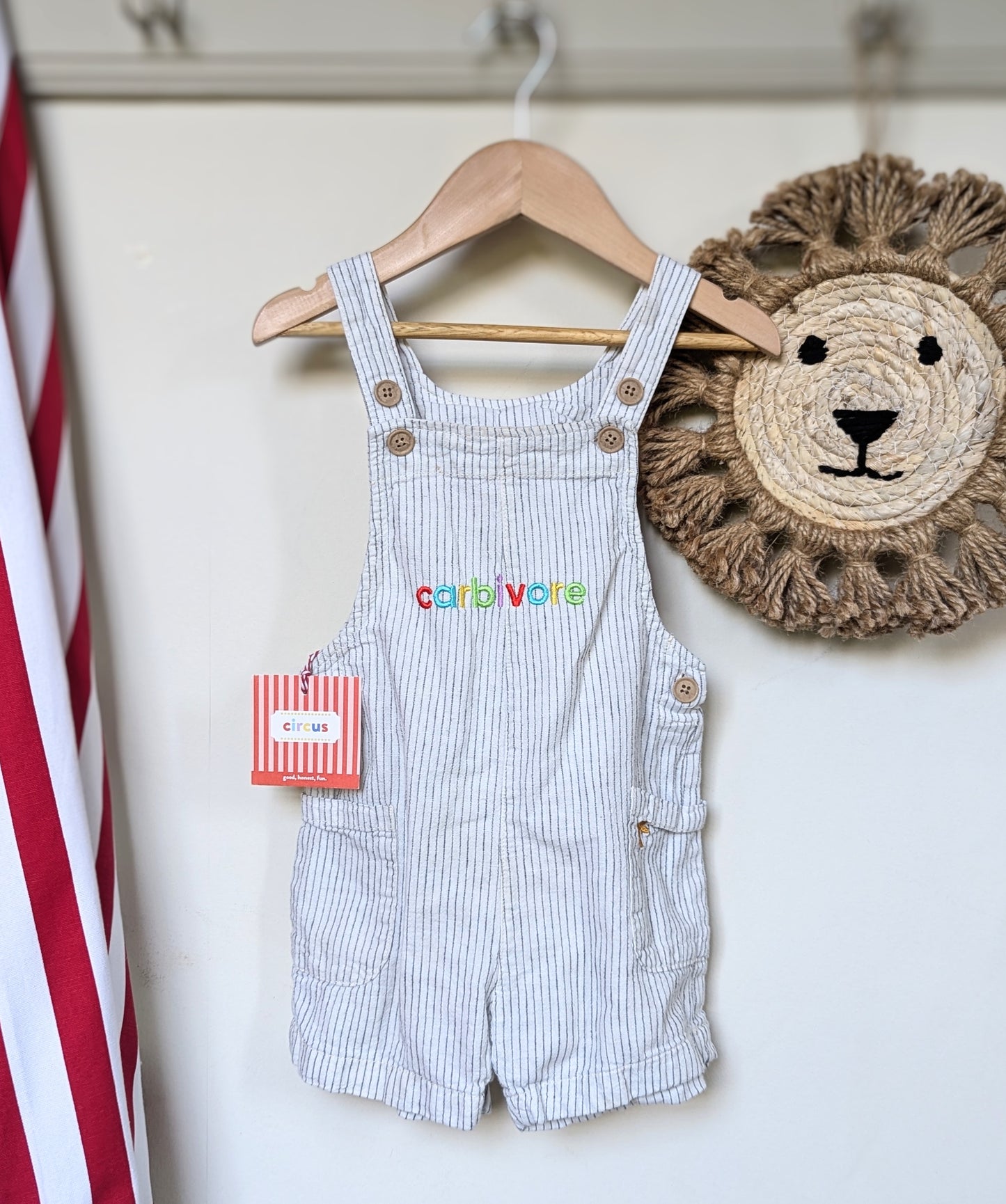 reggie striped dungarees, carbivore