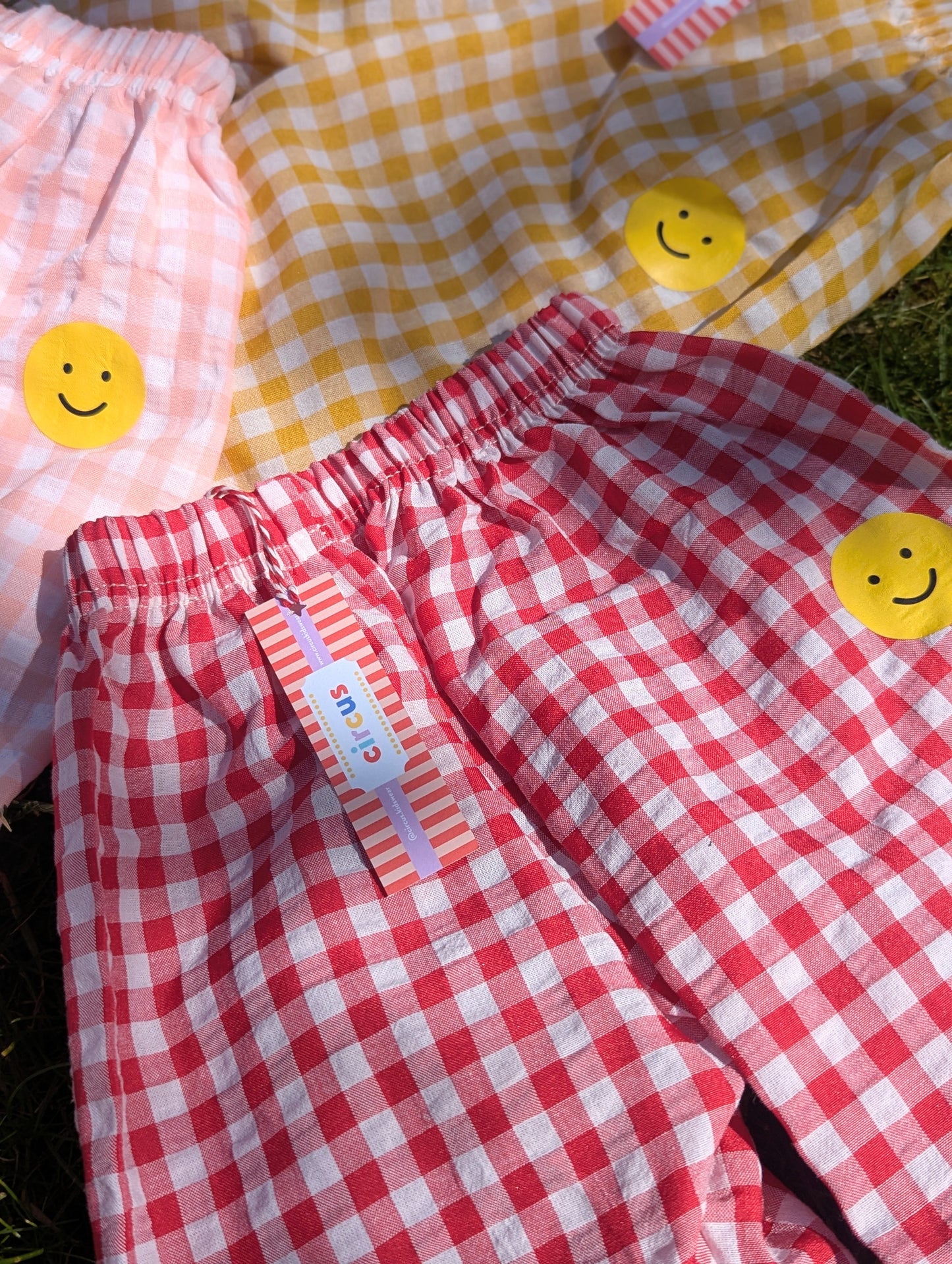 bloomin' gingham trousers, customisable