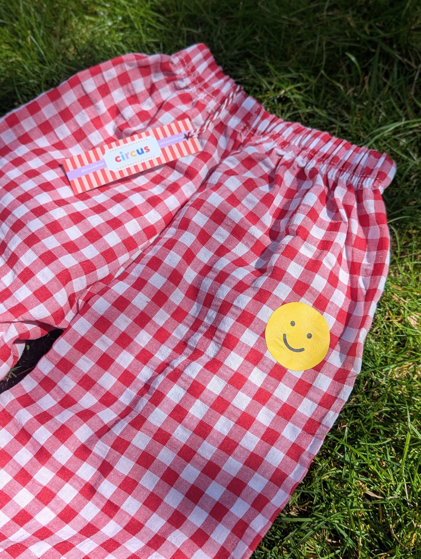 bloomin' gingham trousers, customisable