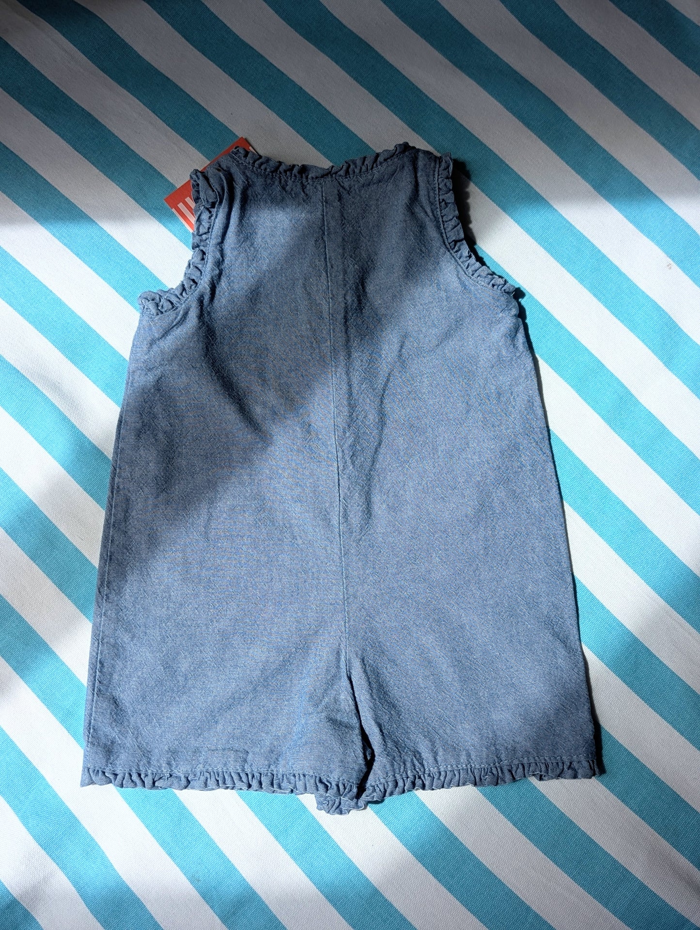 frilly romper with pub club design, 3 months