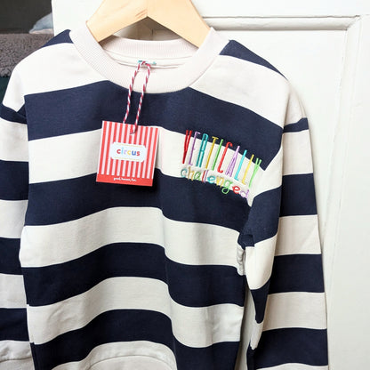 striped sweater, vertically challenged