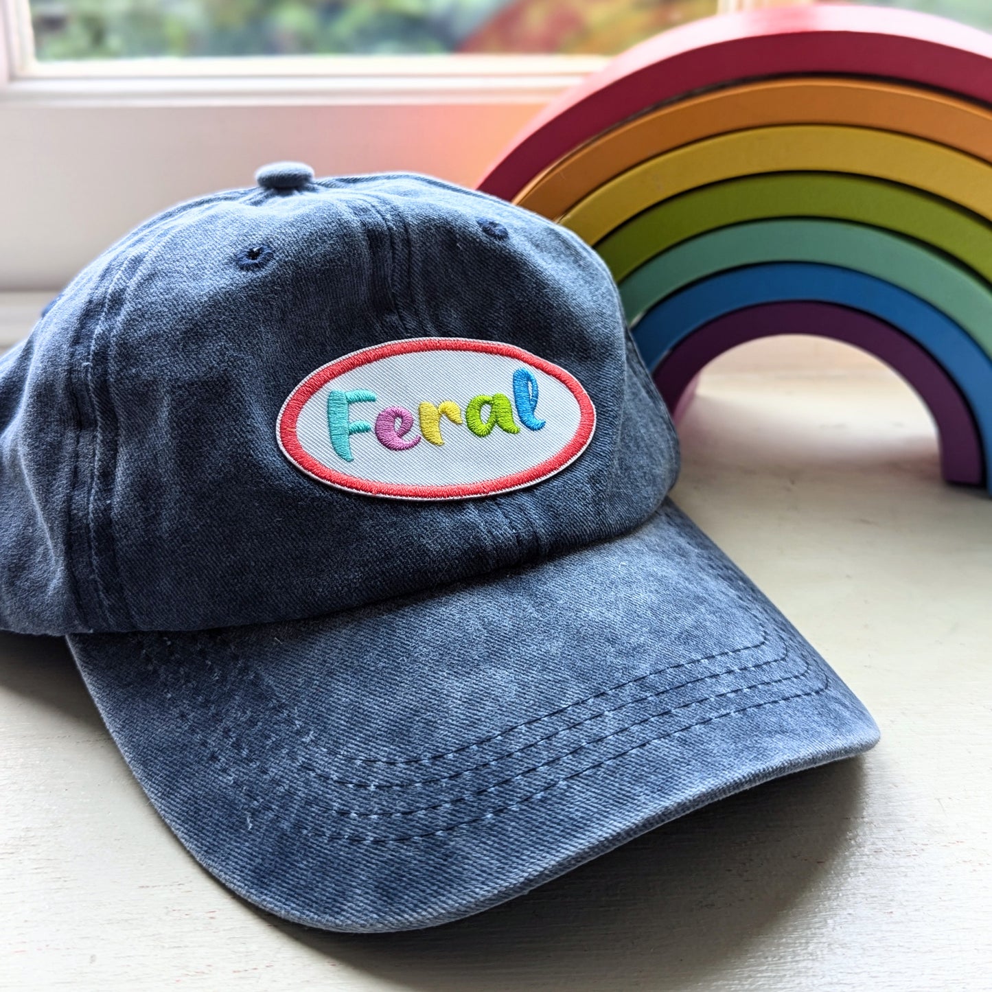 ink blue cap, embroidered patch