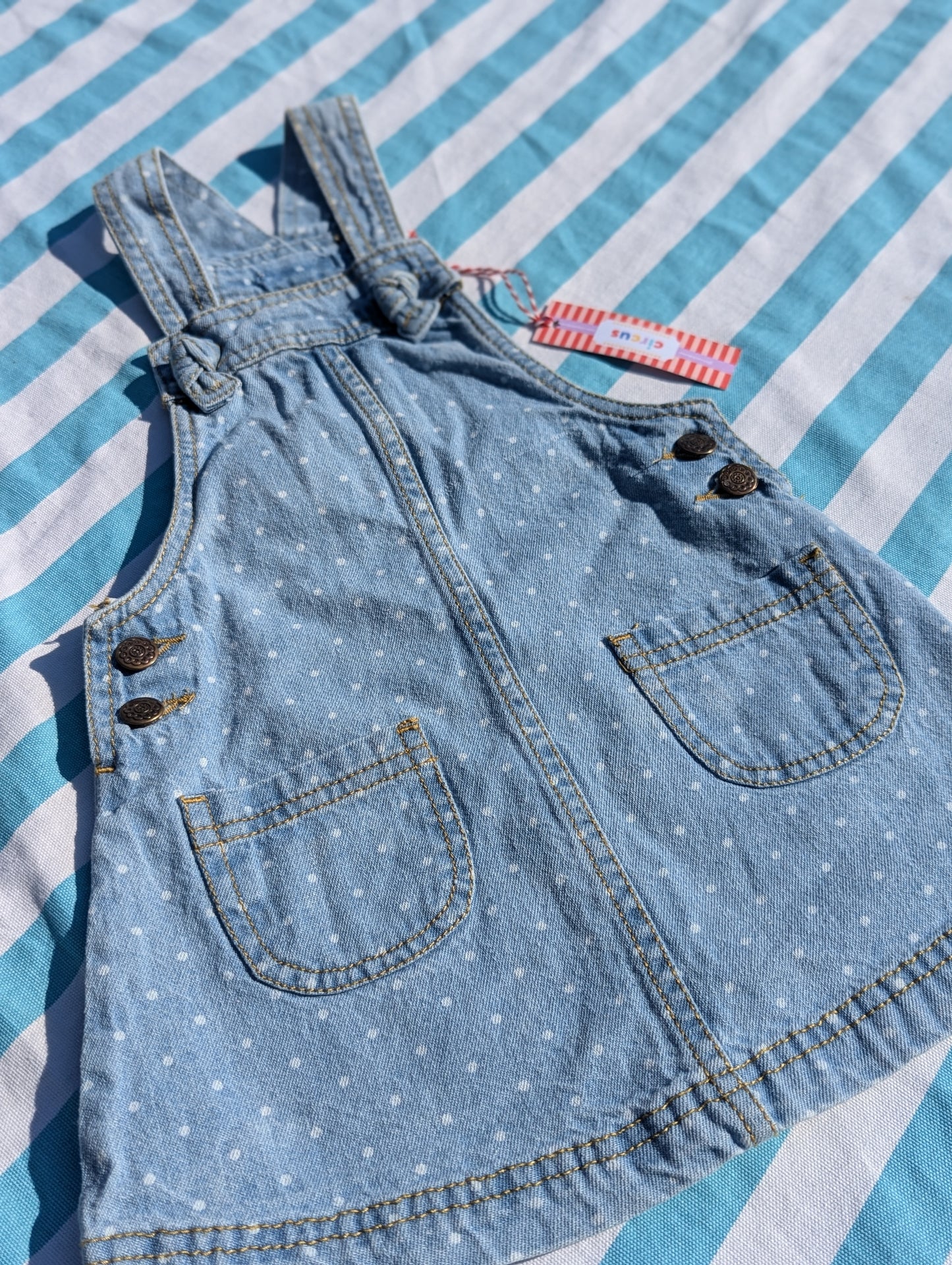 feral dotty dungaree dress, 2-3 years