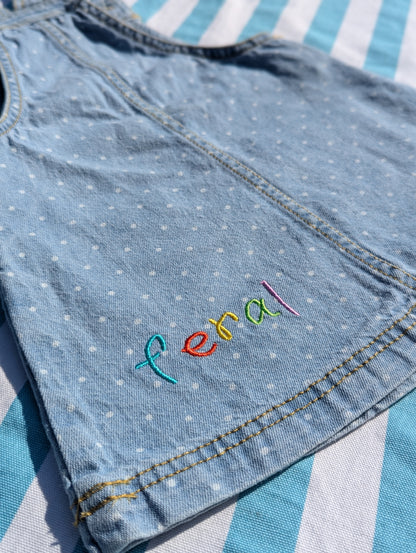 feral dotty dungaree dress, 2-3 years