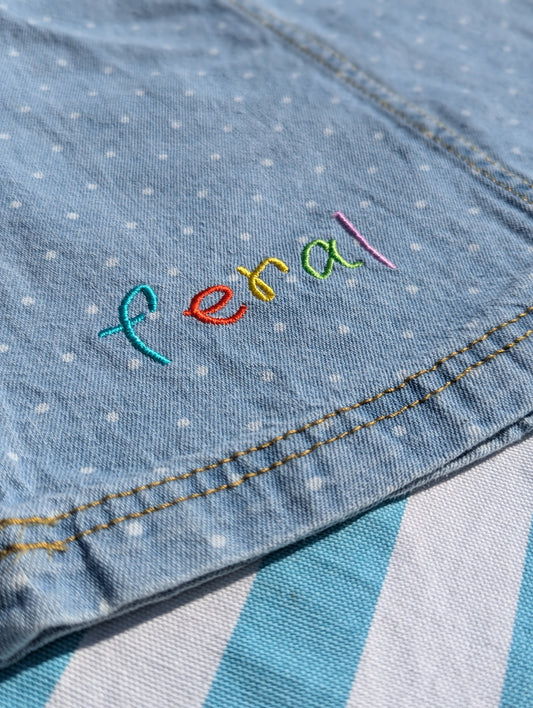 feral dotty dungaree dress, 2-3 years