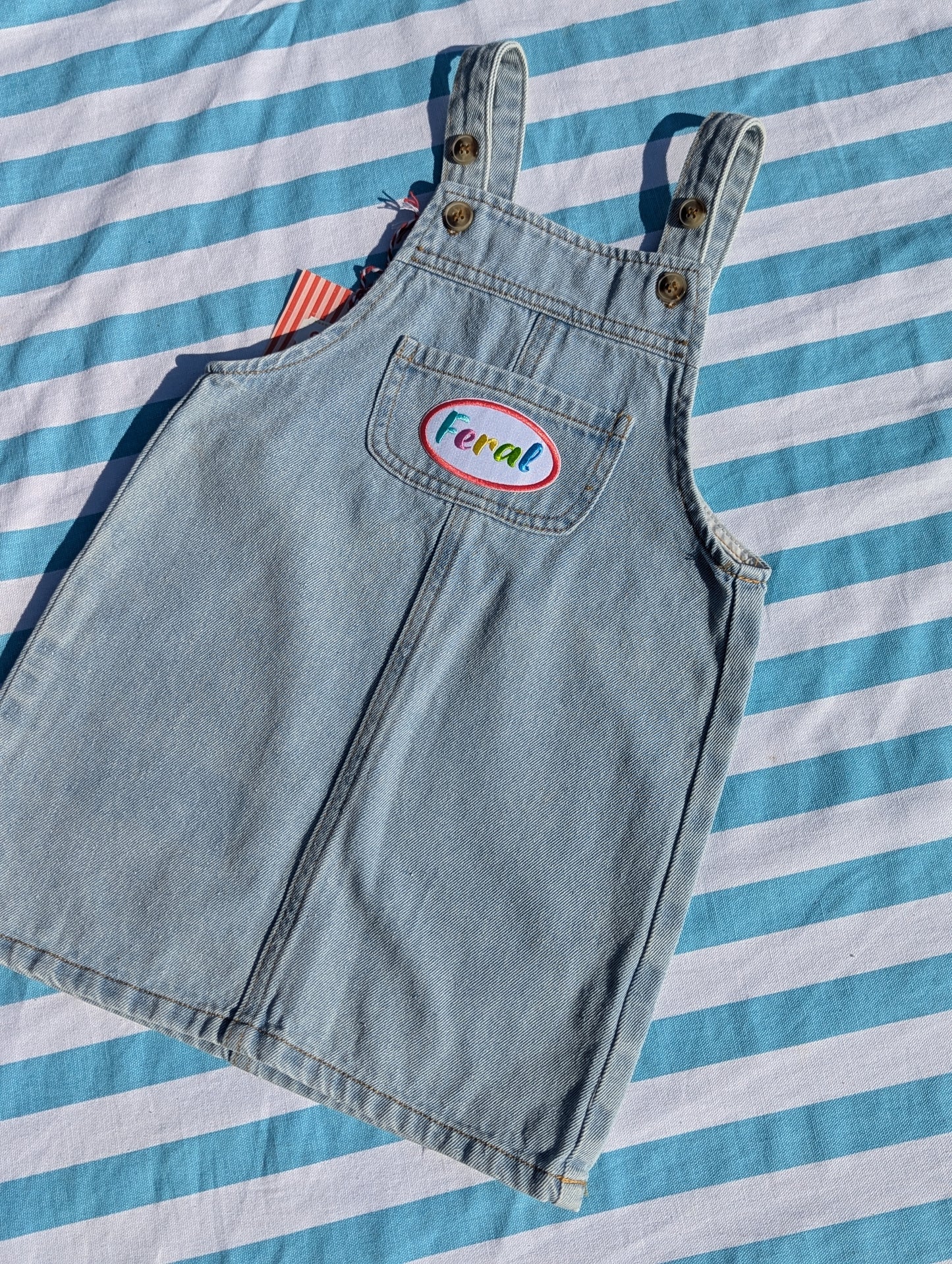feral patch dungaree dress, 3-4 years