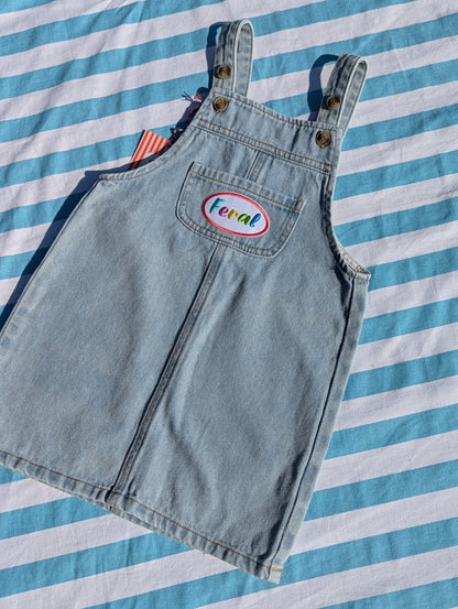 feral patch dungaree dress, 3-4 years