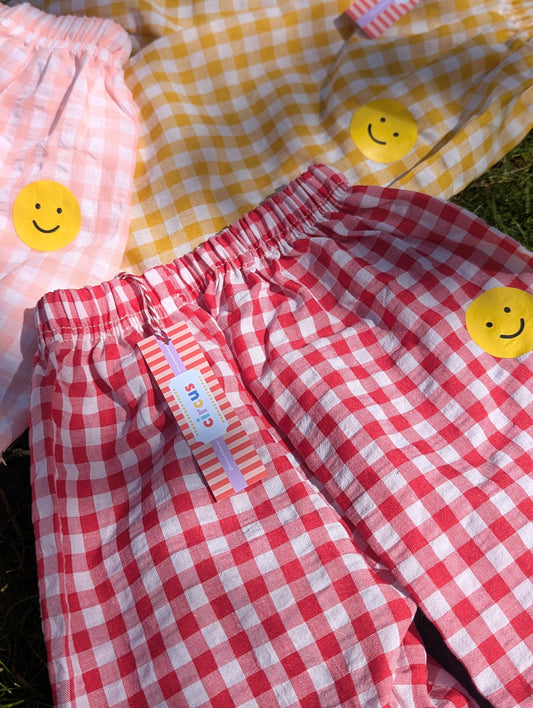 bloomin' gingham trousers, customisable