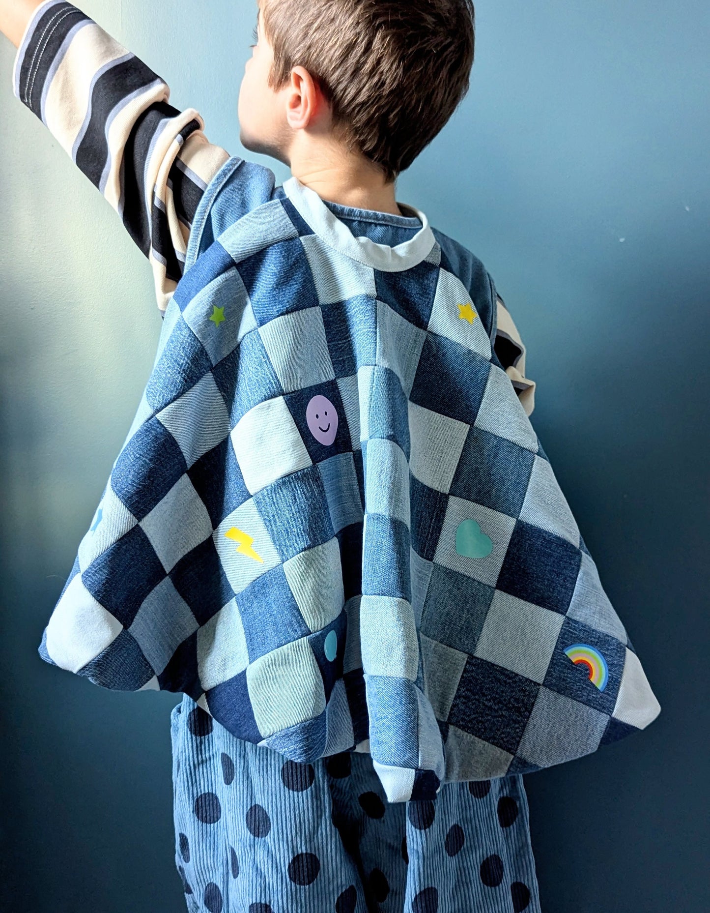 Recycled Levi's customisable kids cape - one size