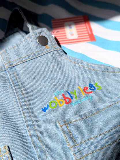 stevie short dungarees, wobbly legs society, 1-2 years