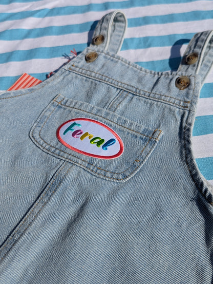 feral patch dungaree dress, 3-4 years