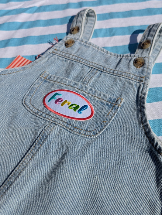 feral patch dungaree dress, 3-4 years