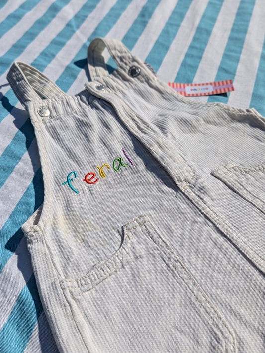 feral white dungarees, 2-3 years