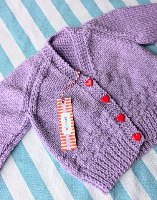 lilac cardigan, 3-6 months