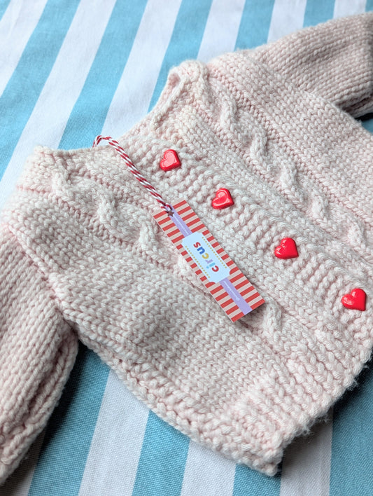 blush cardigan, 0-3 months