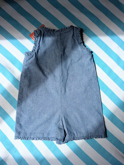 frilly romper with pub club design, 3 months