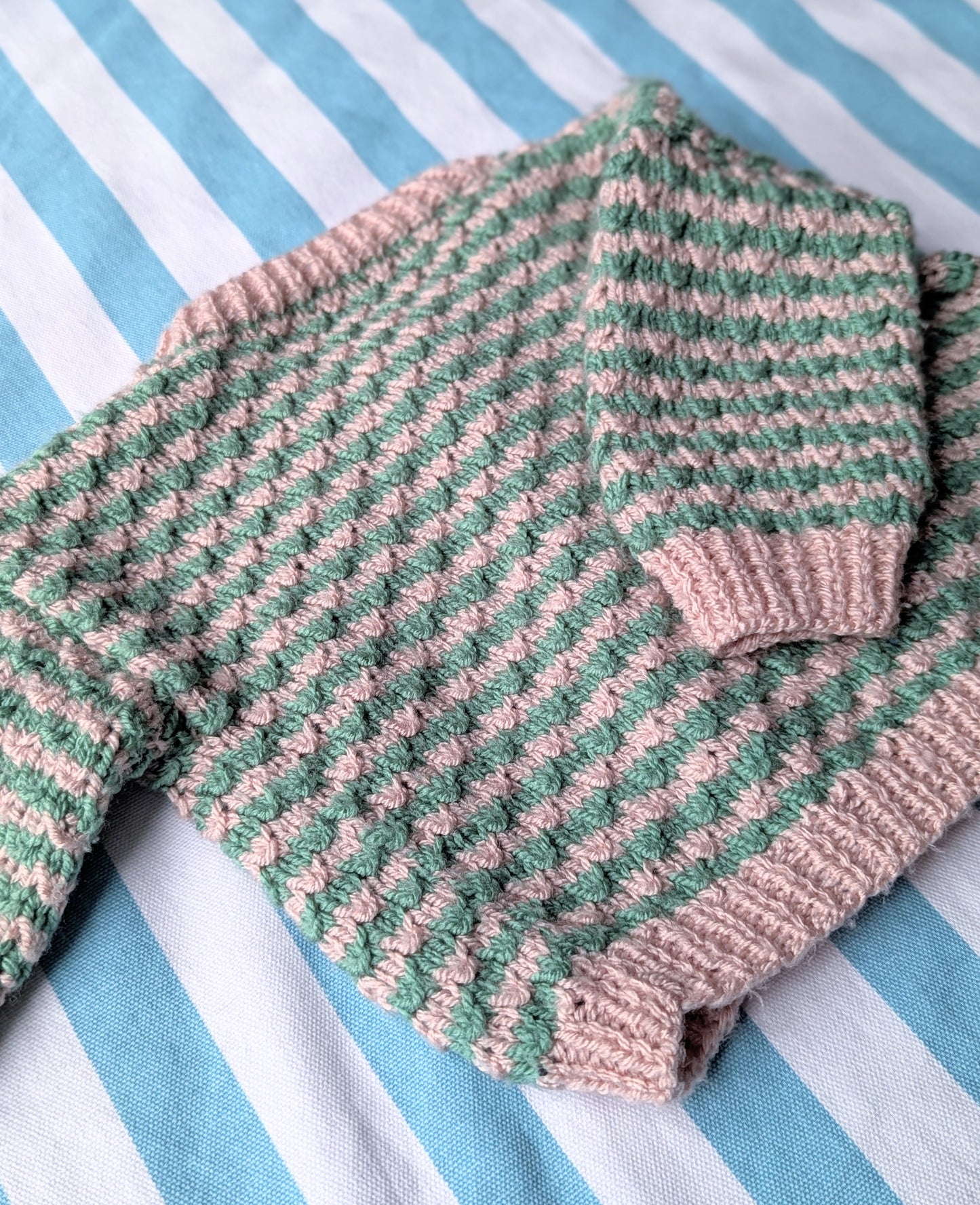 pink and green cardigan, 3-6 months