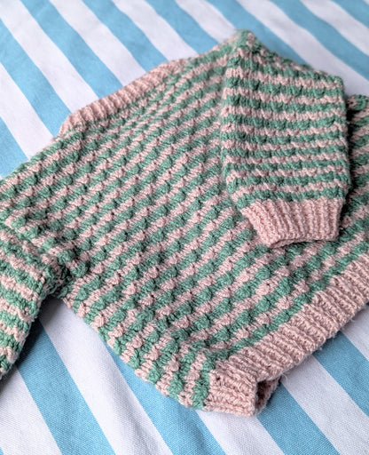 pink and green cardigan, 3-6 months