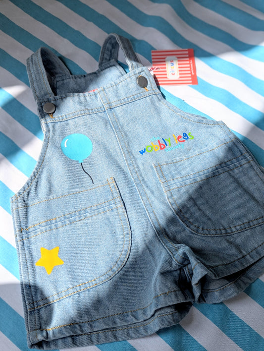 stevie short dungarees, wobbly legs society, 1-2 years
